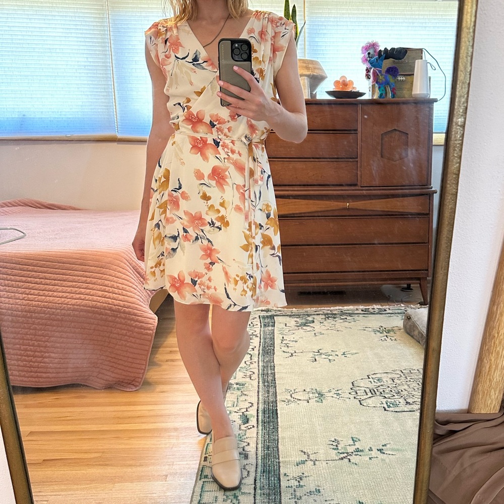 A. Byer White Floral Wrap Dress